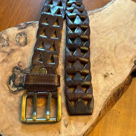 Vero Cuoio Italian Leather Open Weave Belt (Unisex) Accessories